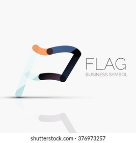 Logo flag, abstract linear geometric business icon
