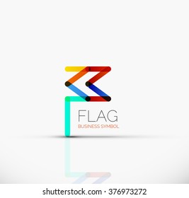 Logo flag, abstract linear geometric business icon