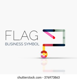 Logo flag, abstract linear geometric business icon