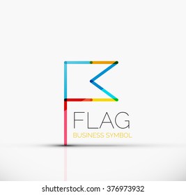 Logo flag, abstract linear geometric business icon