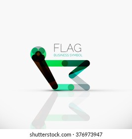 Logo flag, abstract linear geometric business icon