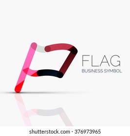 Logo flag, abstract linear geometric business icon