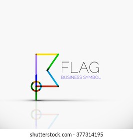 Logo flag, abstract linear geometric business icon