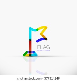 Logo flag, abstract linear geometric business icon