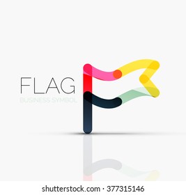 Logo flag, abstract linear geometric business icon