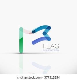 Logo flag, abstract linear geometric business icon
