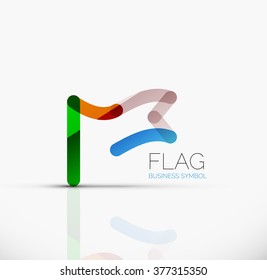 Logo flag, abstract linear geometric business icon