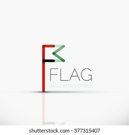 Logo flag, abstract linear geometric business icon