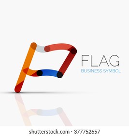 Logo flag, abstract linear geometric business icon