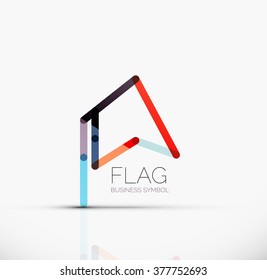 Logo flag, abstract linear geometric business icon