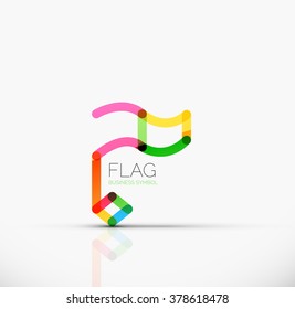 Logo flag, abstract linear geometric business icon
