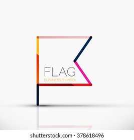 Logo flag, abstract linear geometric business icon