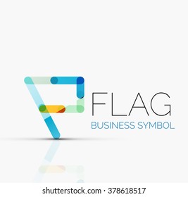 Logo flag, abstract linear geometric business icon