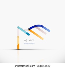 Logo flag, abstract linear geometric business icon