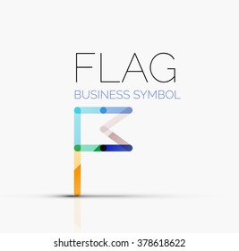Logo flag, abstract linear geometric business icon