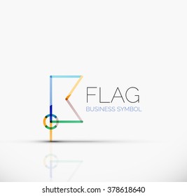 Logo flag, abstract linear geometric business icon