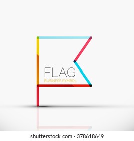 Logo flag, abstract linear geometric business icon