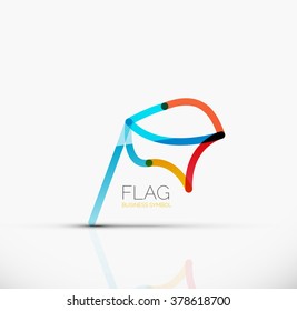 Logo flag, abstract linear geometric business icon