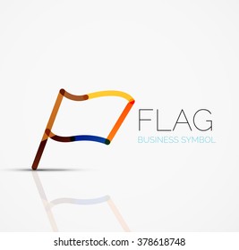 Logo flag, abstract linear geometric business icon