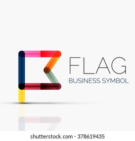 Logo flag, abstract linear geometric business icon