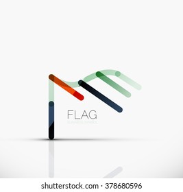 Logo flag, abstract linear geometric business icon