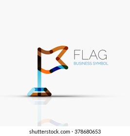 Logo flag, abstract linear geometric business icon