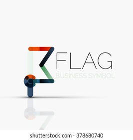Logo flag, abstract linear geometric business icon