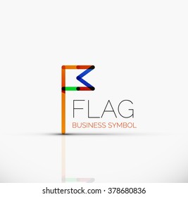 Logo flag, abstract linear geometric business icon