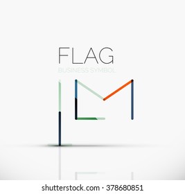 Logo flag, abstract linear geometric business icon