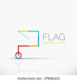 Logo flag, abstract linear geometric business icon