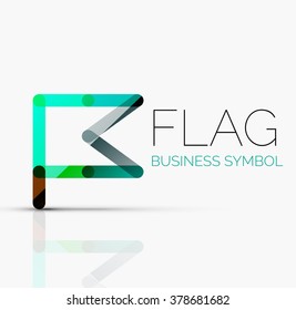 Logo flag, abstract linear geometric business icon