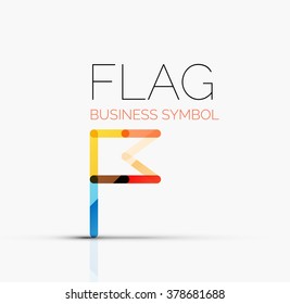 Logo flag, abstract linear geometric business icon