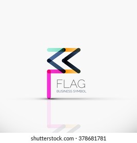 Logo flag, abstract linear geometric business icon