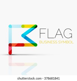 Logo flag, abstract linear geometric business icon