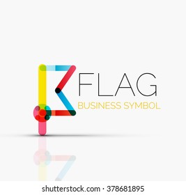 Logo-Flagge, abstraktes lineares geometrisches Geschäftssymbol