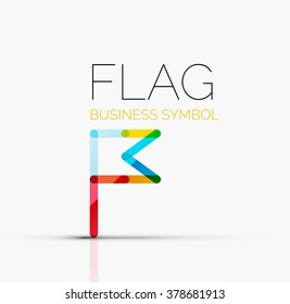 Logo flag, abstract linear geometric business icon