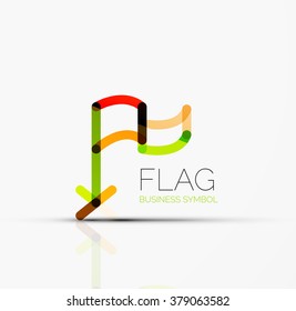 Logo flag, abstract linear geometric business icon