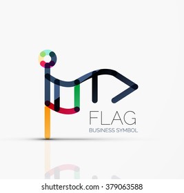 Logo flag, abstract linear geometric business icon