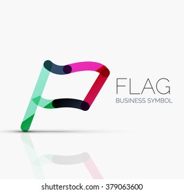 Logo flag, abstract linear geometric business icon