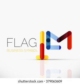 Logo flag, abstract linear geometric business icon