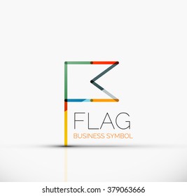 Logo flag, abstract linear geometric business icon