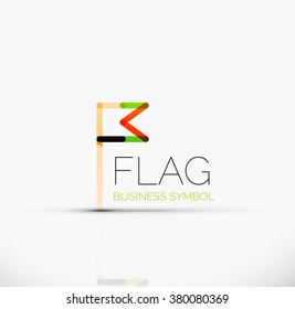 Logo flag, abstract linear geometric business icon