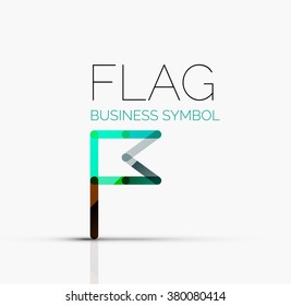 Logo flag, abstract linear geometric business icon