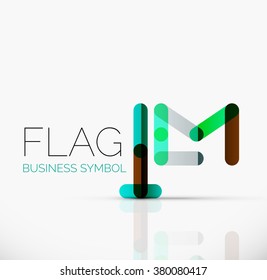 Logo flag, abstract linear geometric business icon