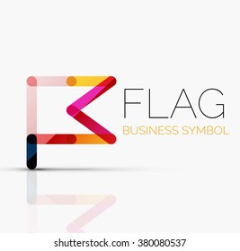 Logo flag, abstract linear geometric business icon