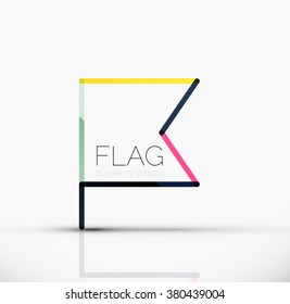 Logo flag, abstract linear geometric business icon