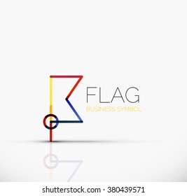 Logo flag, abstract linear geometric business icon