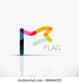 Logo flag, abstract linear geometric business icon
