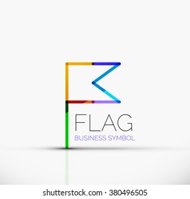 Logo flag, abstract linear geometric business icon