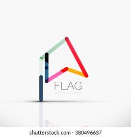 Logo flag, abstract linear geometric business icon